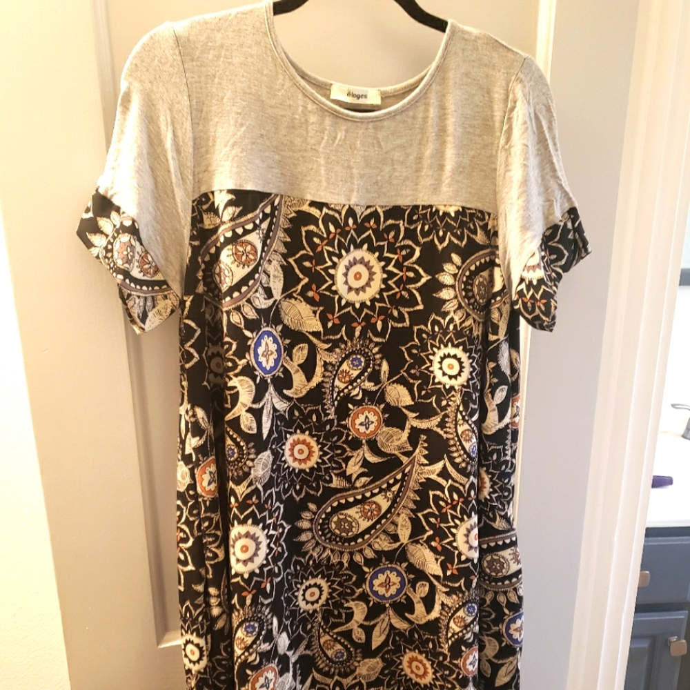 éloges Grey Geometric Mini Dress
